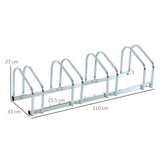 easycomfort rastrelliera portabiciclette parcheggio per 4 biciclette in acciaio 110x33x27 cm argento