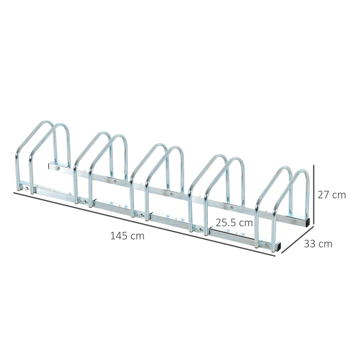 easycomfort rastrelliera portabiciclette parcheggio per 5 biciclette in acciaio 145 33 27 cm argento
