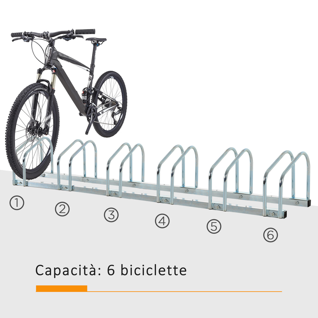 easycomfort rastrelliera portabiciclette parcheggio per 6 biciclette in acciaio 179x33x27 cm argento