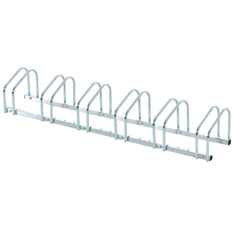 easycomfort rastrelliera portabiciclette parcheggio per 6 biciclette in acciaio 179x33x27 cm argento