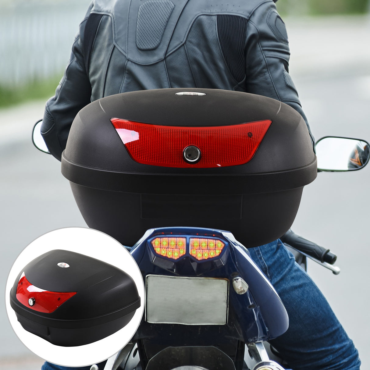easycomfort easycomfort baule porta casco per moto 48l con 2 chiavi in pp nero 59 x 43 x 33cm