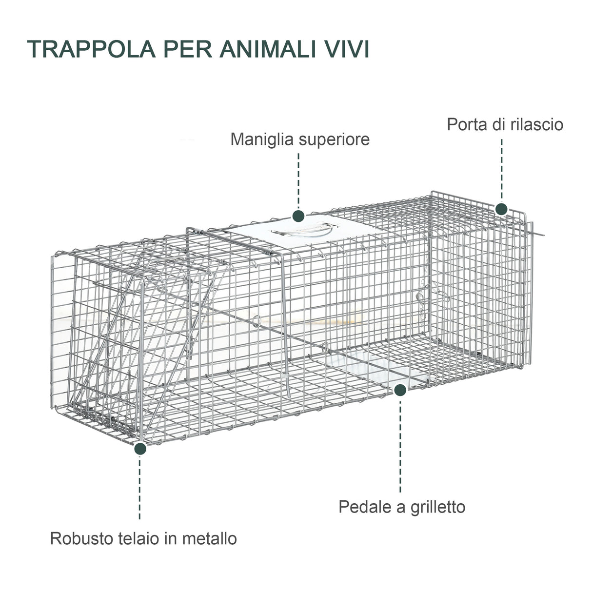 easycomfort easycomfort gabbia trappola per ratti topi e nutrie pieghevole in acciaio 93x31x34 5cm argento