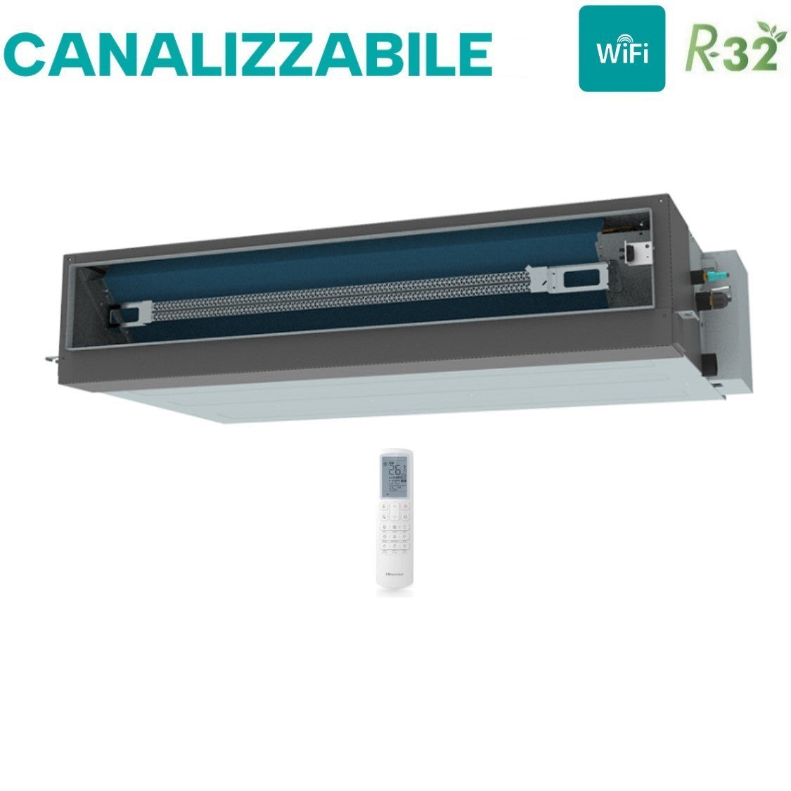 Unité intérieure gainable Hisense AUD71UX4RFM8 R-32 24 000 BTU avec Wi-Fi en option et télécommande incluse.