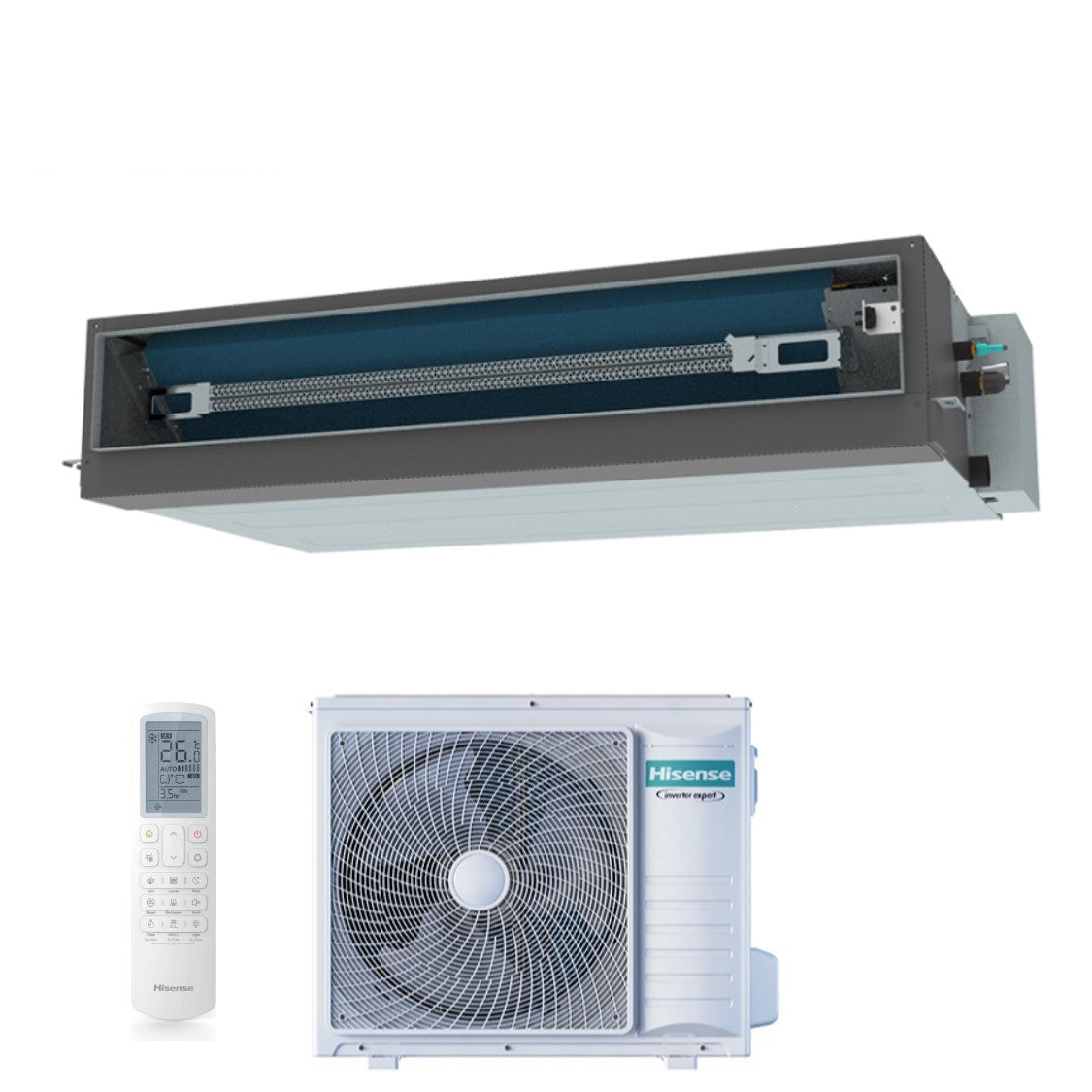 Hisense Inverter-Kanal-Klimaanlage SUPER Serie 24000 Btu AUD71UX4RFM8 + AUW71U4RJ7 R-32 Wi-Fi Optionale Klasse A++/A+ mit Fernbedienung als Standard