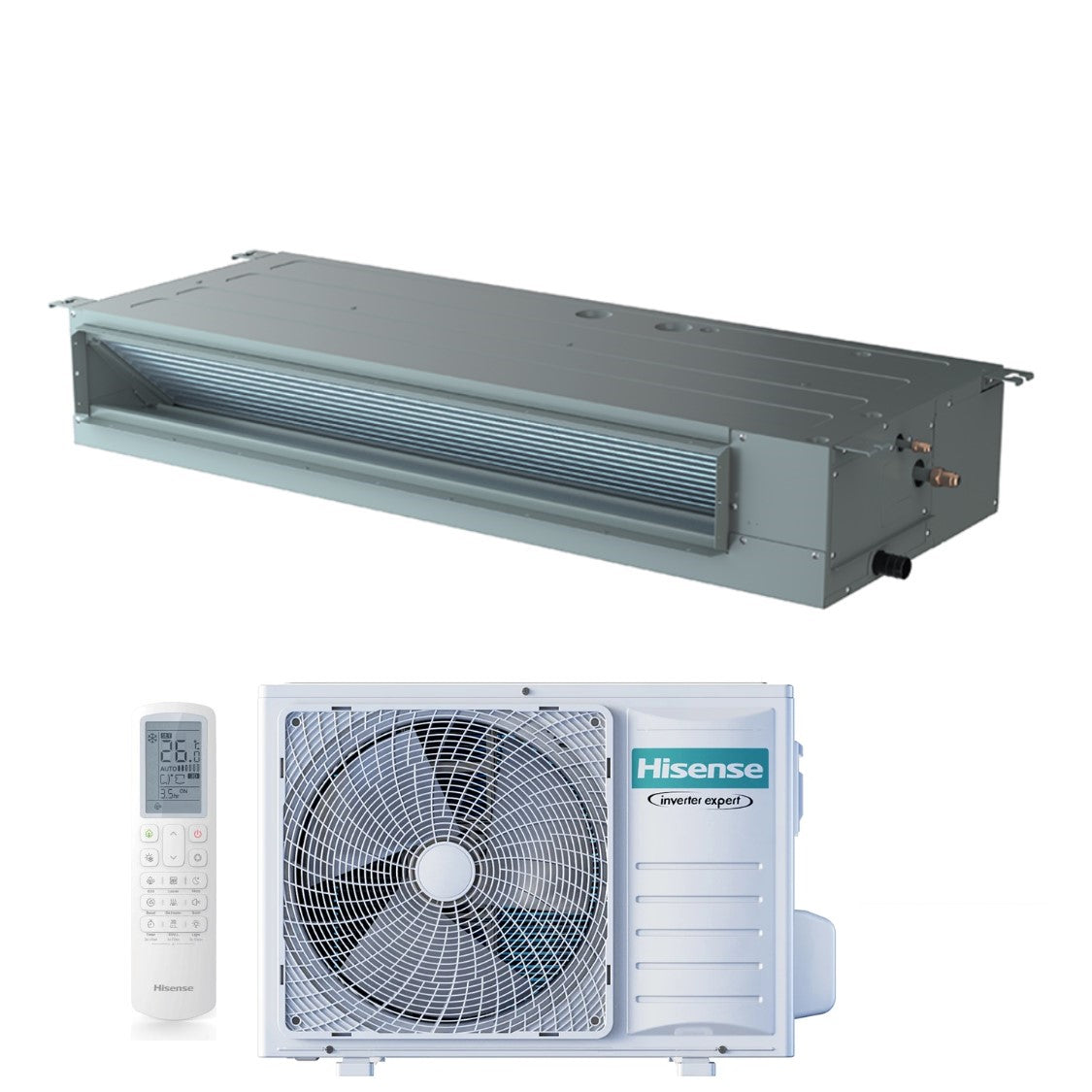Climatiseur gainable monophasé Hisense AUD105UX4REH8 de 36 000 BTU avec Wi-Fi et télécommande en option