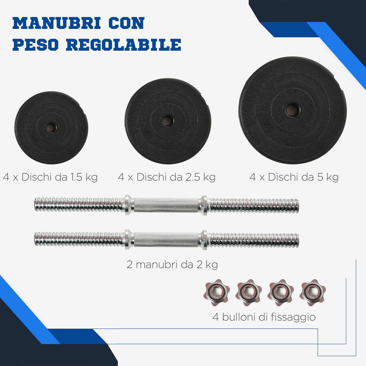 easycomfort easycomfort set manubri palestra 40kg 4x5kg 4x2 5kg 4x1 5kg pesi palestra con 12 dischi da 1 5kg 2 5kg 5kg 25mm per allenamento a casa