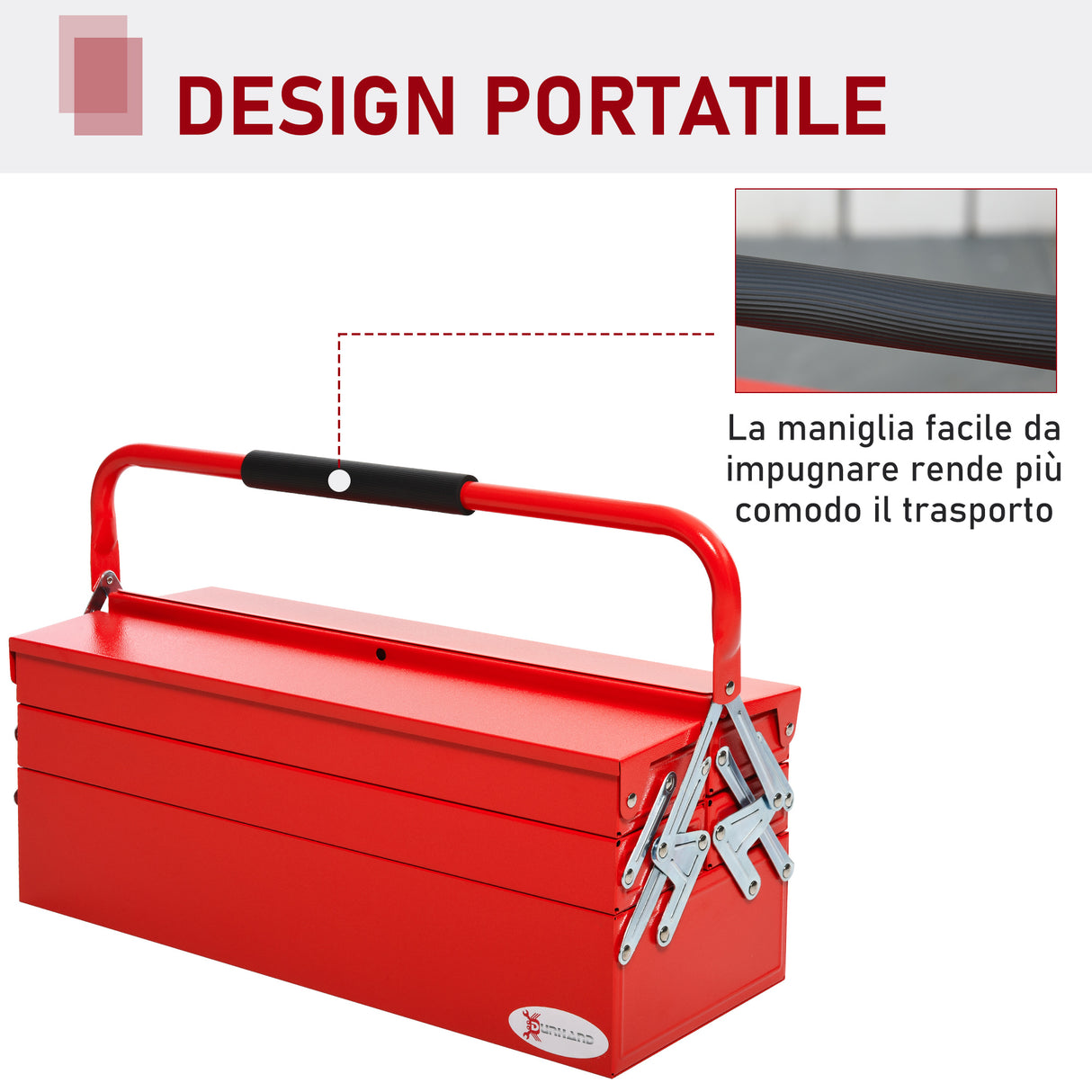 easycomfort cassetta porta attrezzi in acciaio pieghevole con 5 vassoi valigetta porta attrezzi 56x20x21 34cm rosso