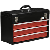 easycomfort cassetta porta attrezzi in acciaio con 3 cassetti e vassoio superiore 51x22x32 cm rosso e nero