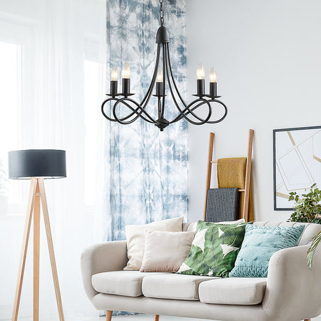 easycomfort easycomfort lampadario a soffitto stile rustico acciaio intrecciato nero con 5 candelieri regolabili e pieghevoli 58 x 45cm ean 8054144136028
