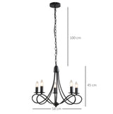 easycomfort easycomfort lampadario a soffitto stile rustico acciaio intrecciato nero con 5 candelieri regolabili e pieghevoli 58 x 45cm ean 8054144136028