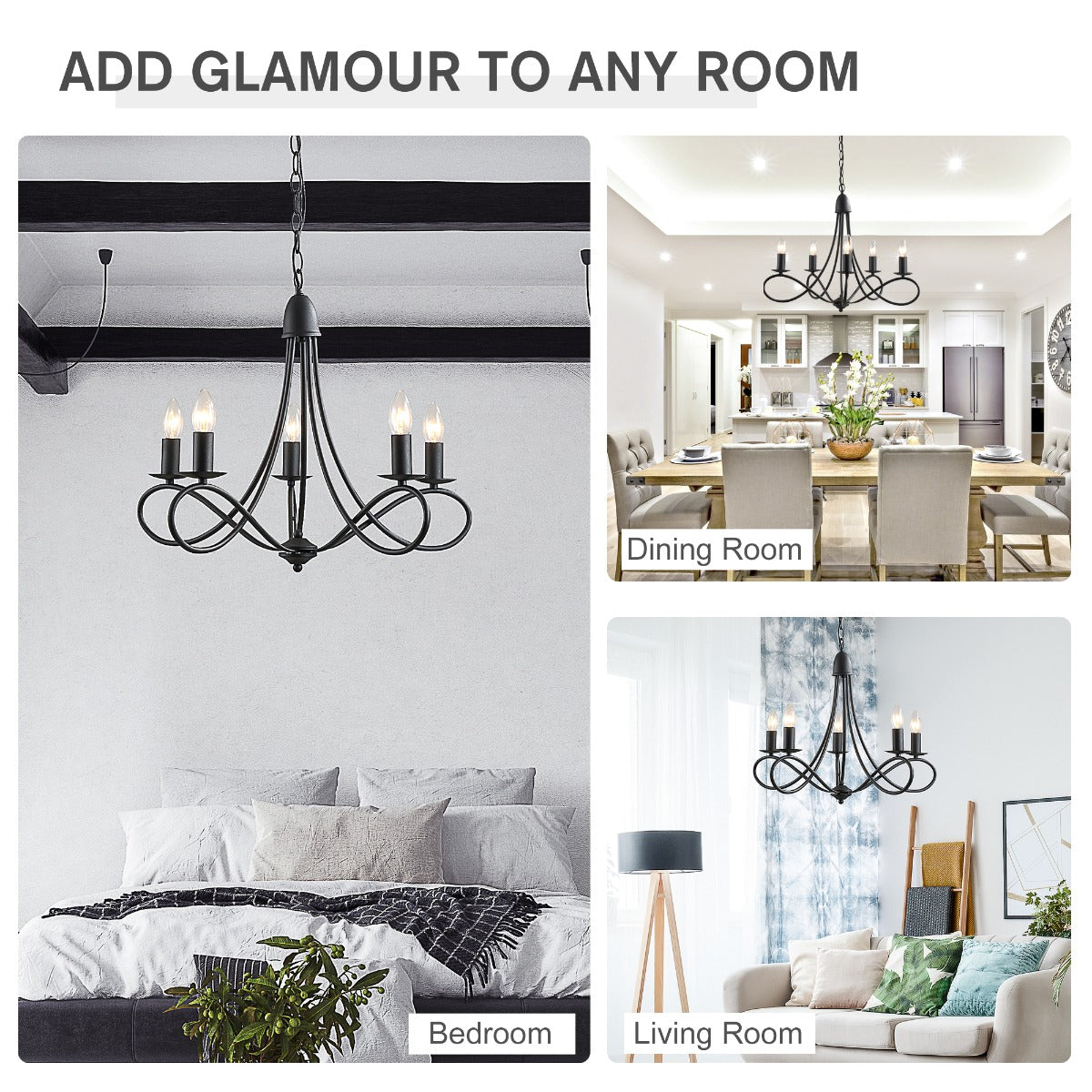 easycomfort easycomfort lampadario a soffitto stile rustico acciaio intrecciato nero con 5 candelieri regolabili e pieghevoli 58 x 45cm ean 8054144136028