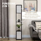 easycomfort easycomfort lampada da terra a colonna in mdf e plastica con 2 ripiani per soggiorno studio e camera da letto 26x26x156 cm