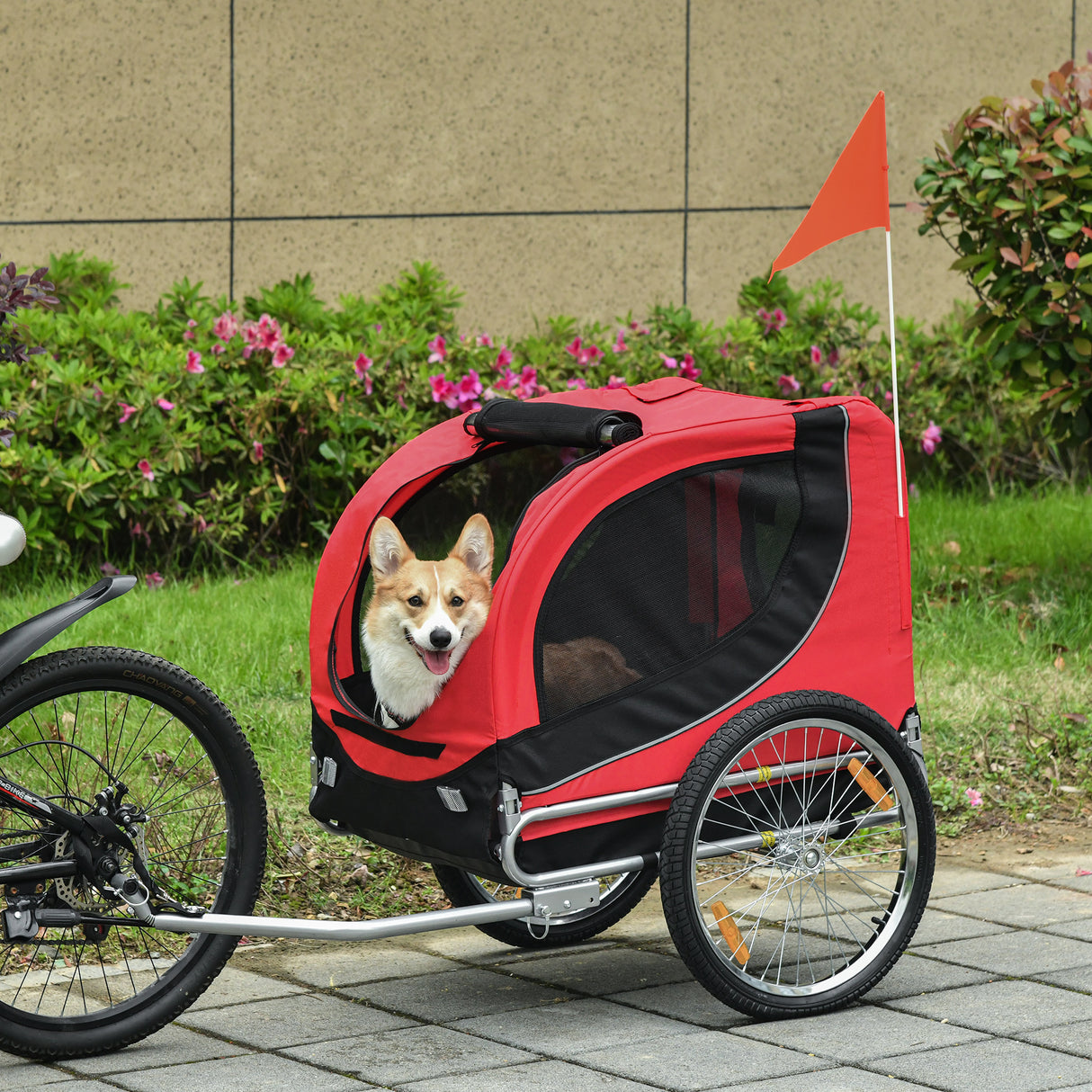 easycomfort easycomfort rimorchio bici per cani e animali domestici rosso e nero 130 x 90 x 110cm