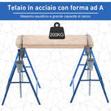 easycomfort easycomfort set 2 cavalletti da lavoro pieghevoli telescopici in tubi d acciaio 68 x 58 x 80