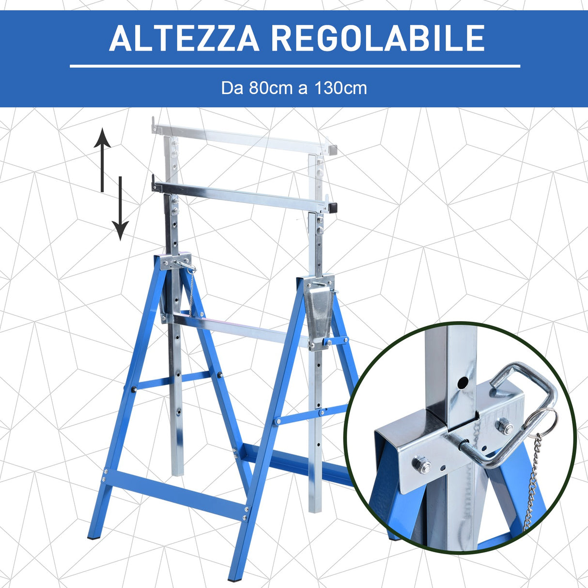 easycomfort easycomfort set 2 cavalletti da lavoro pieghevoli telescopici in tubi d acciaio 68 x 58 x 80