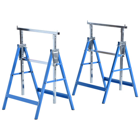 easycomfort easycomfort set 2 cavalletti da lavoro pieghevoli telescopici in tubi d acciaio 68 x 58 x 80
