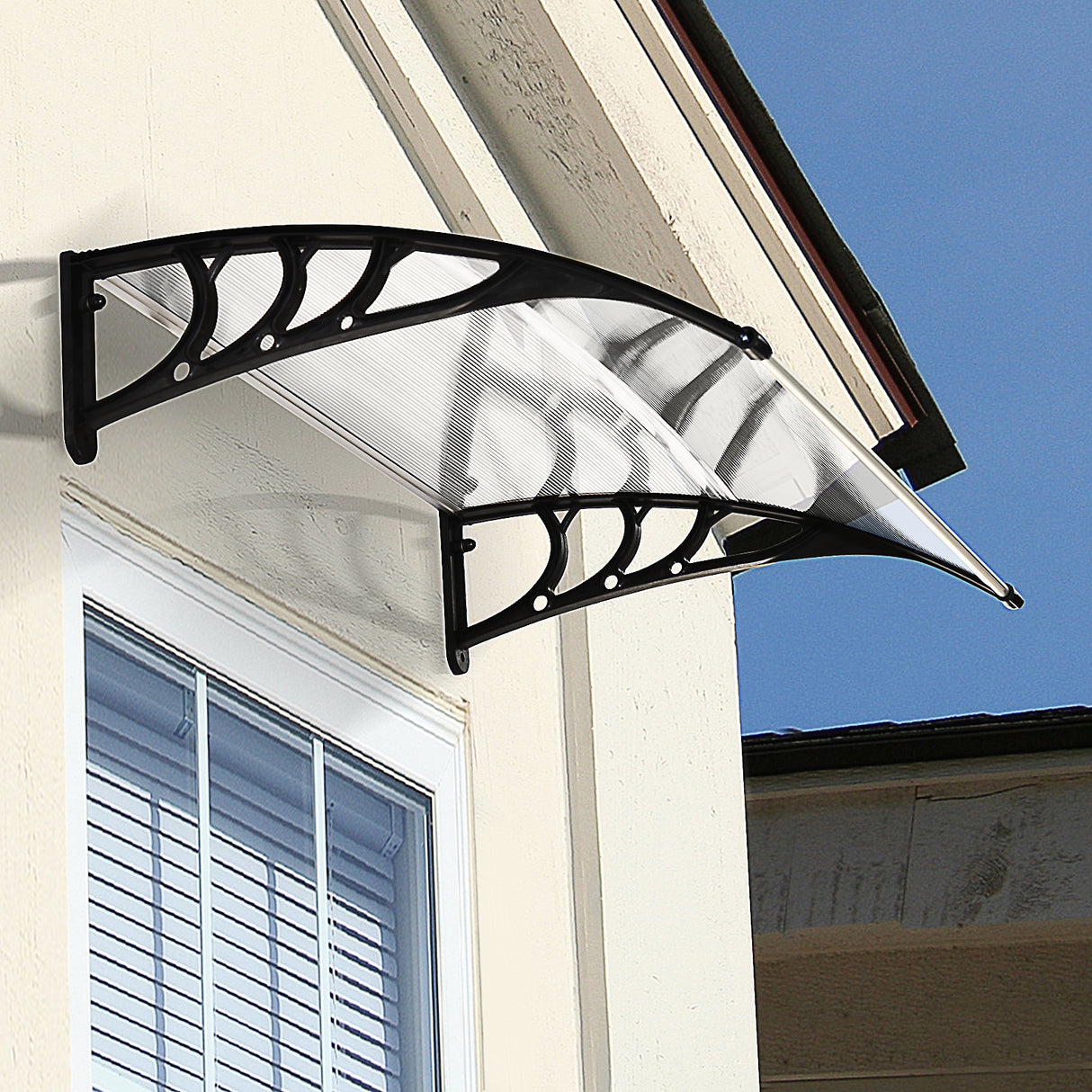 easycomfort easycomfort pensilina tettoia per porta o finestra impermeabile e anti uv in policarbonato 80 x 100 x 23 cm