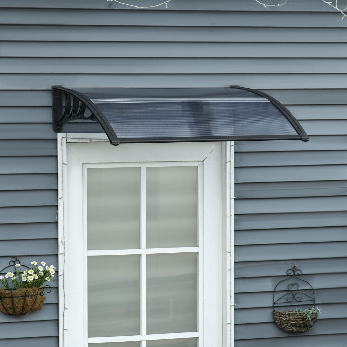 easycomfort tettoia in policarbonato anti uv da esterno per porte e finestre 200x80cm 30045
