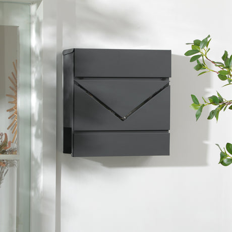 easycomfort cassetta postale in acciaio zincato con portagiornali e 2 chiavi di sicurezza 37x10.5x37 cm grigio