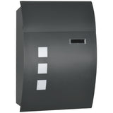 easycomfort cassetta postale ricurva in acciaio con 3 fessure e 2 chiavi di sicurezza 45x10x32 cm grigio