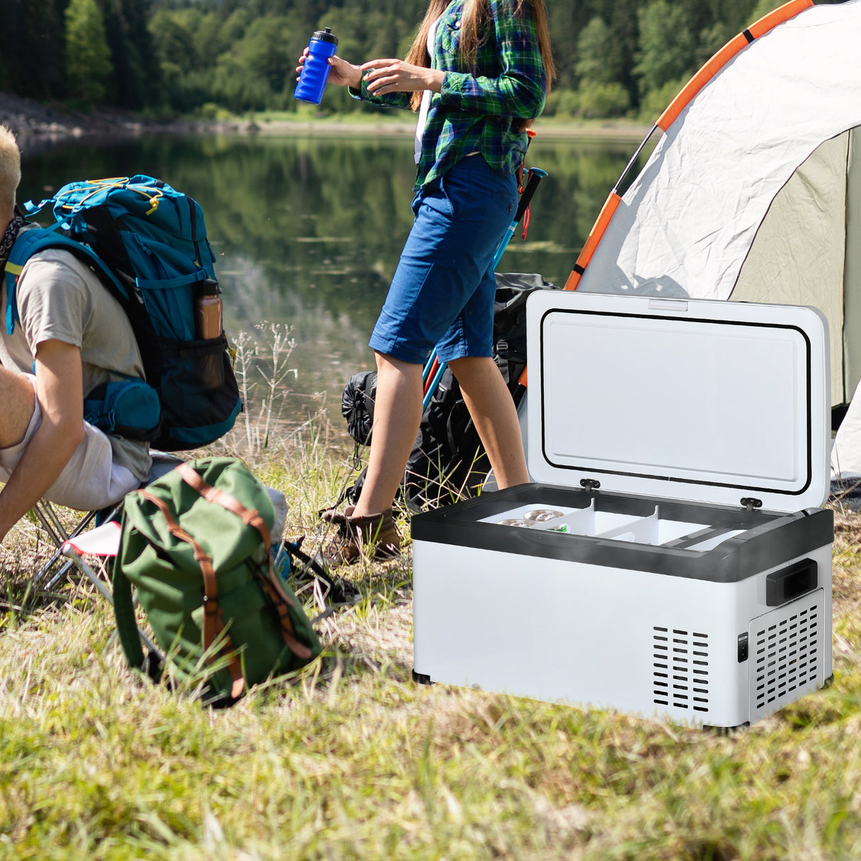easycomfort frigo portatile elettrico a compressore 20l con maniglia e schermo lcd frigorifero piccolo da 12 24v dc e 110 240v ac per auto e camion