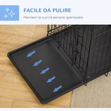 easycomfort easycomfort gabbia trasportino per cani gatti pieghevole in acciaio doppia apertura 76x53x57cm nero