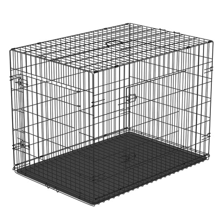 easycomfort easycomfort gabbia trasportino per cani gatti pieghevole in acciaio doppia apertura 76x53x57cm nero