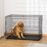easycomfort easycomfort gabbia trasportino in acciaio per animali pieghevole nero 122x77x82cm
