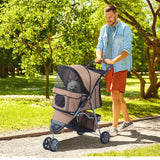 easycomfort passeggino per cani carrello per animali domestici caffe 75 x 45 x 97cm