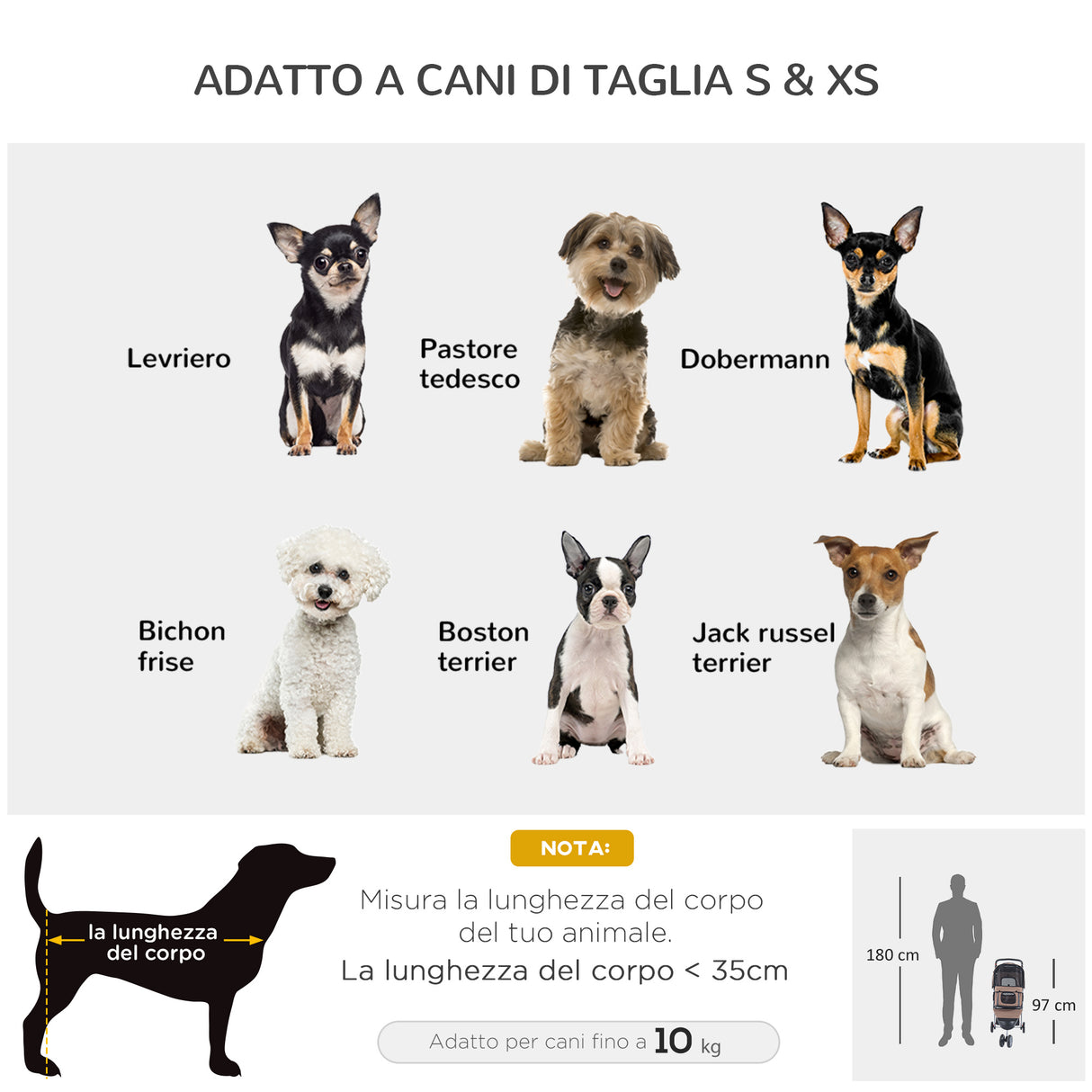 easycomfort passeggino per cani carrello per animali domestici caffe 75 x 45 x 97cm