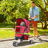 easycomfort easycomfort passeggino per cani carrello per animali domestici rosso 75x45x97cm