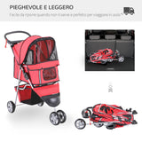 easycomfort easycomfort passeggino per cani carrello per animali domestici rosso 75x45x97cm
