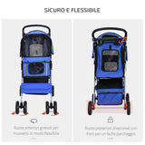 easycomfort easycomfort passeggino per cani pieghevole in tessuto con cestino e portabicchieri 75x45x97 cm blu