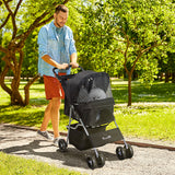 easycomfort easycomfort passeggino per animali domestici pieghevole nero 77x47x101cm