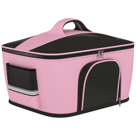 easycomfort borsa trasportino per cani e gatti con 2 porte a cerniera 50x35x36cm rosa