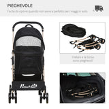 easycomfort passeggino per cani pieghevole con trasportino rimovibile e tettuccio 82x49.5x98cm nero