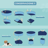 easycomfort easycomfort piscina per cani animali domestici portatile pieghevole in pvc blu o80x20cm