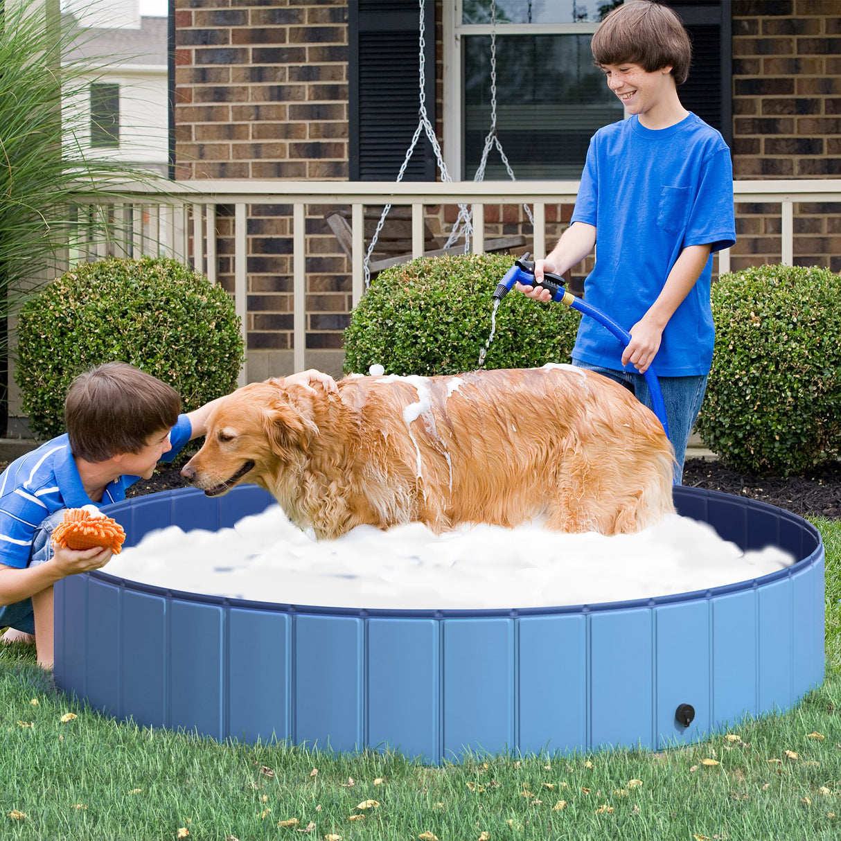 easycomfort easycomfort piscina pieghevole per cani in pvc azzurro 160x30cm oxh