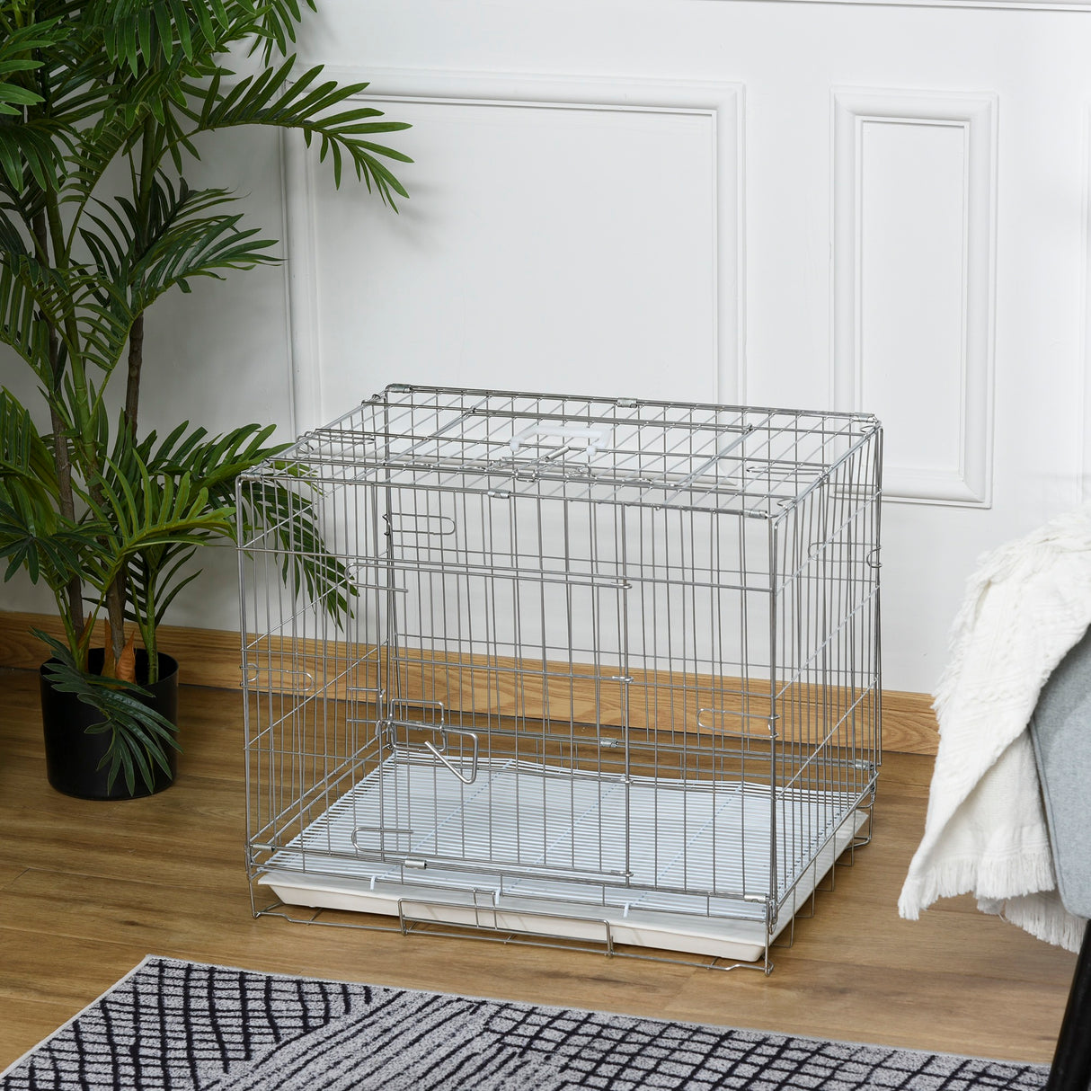 easycomfort easycomfort kennel gabbia per cani pieghevole in acciaio porta con blocco