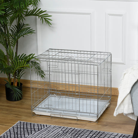 easycomfort easycomfort kennel gabbia per cani pieghevole in acciaio porta con blocco