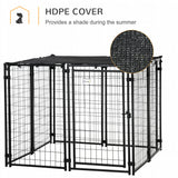 easycomfort recinto per cani pieghevole con copertura 8 pannelli con porta bloccabile 141x141x113cm nero