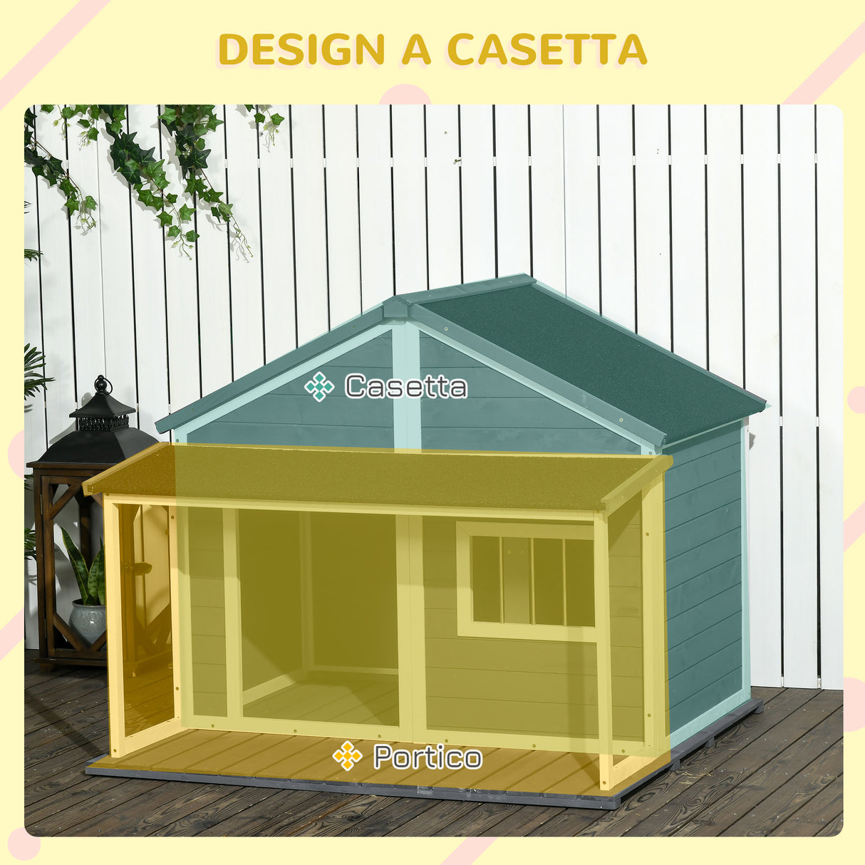 easycomfort easycomfort cuccia per cani da esterno con terrazza finestra e tetto impermeabile 124x112x105cm grigio