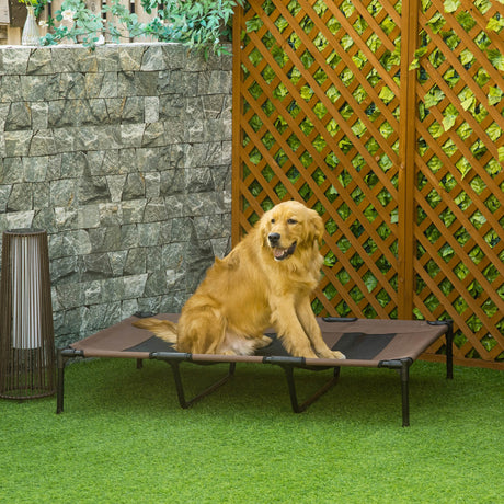 easycomfort easycomfort brandina lettino per cani pieghevole in metallo e tessuto oxford con sacca di trasporto 122x92x23cm marrone e nero