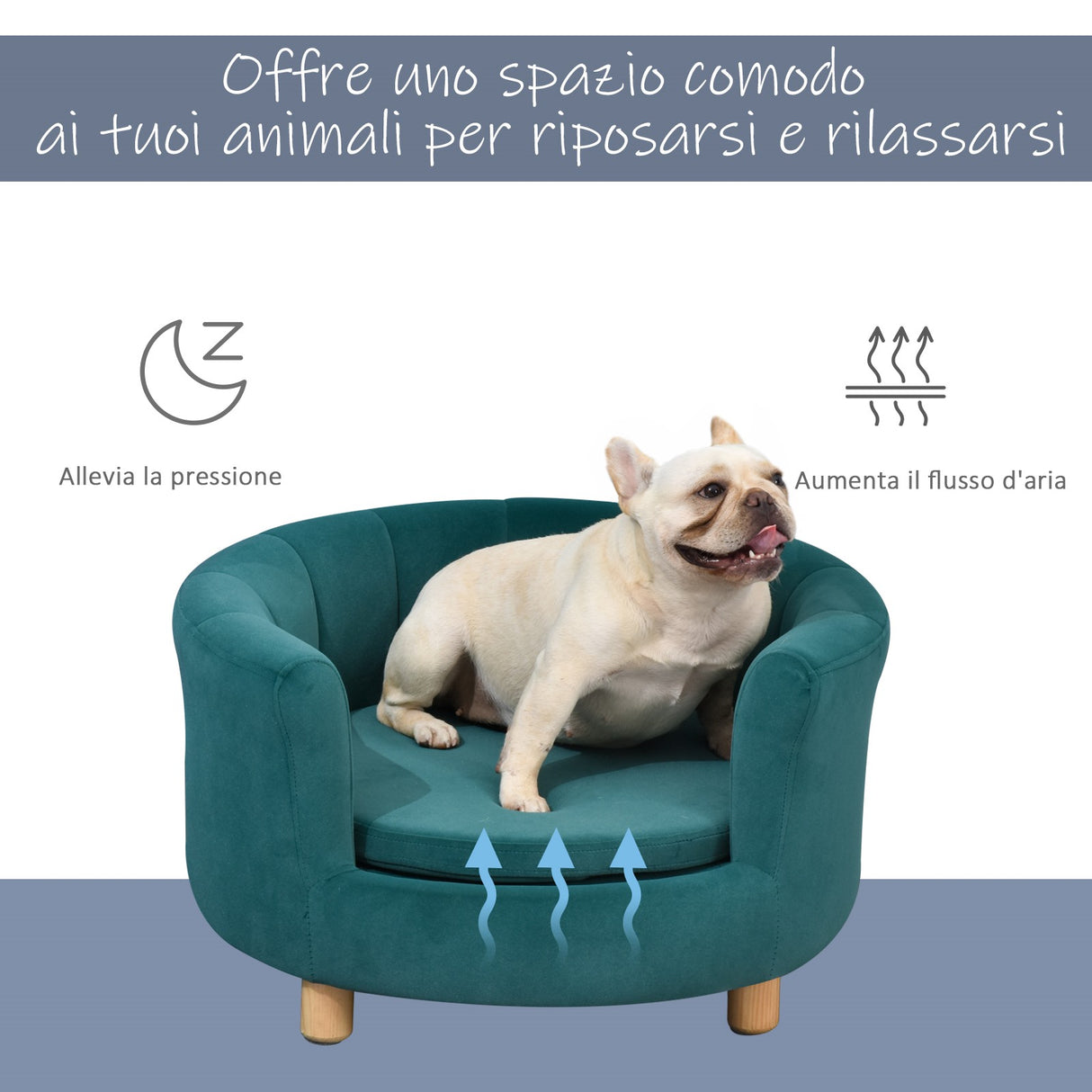 easycomfort easycomfort divano per cani imbottito con schienale e cuscino rimovibile cuccia per gatto da interno 65x64x37cm verde