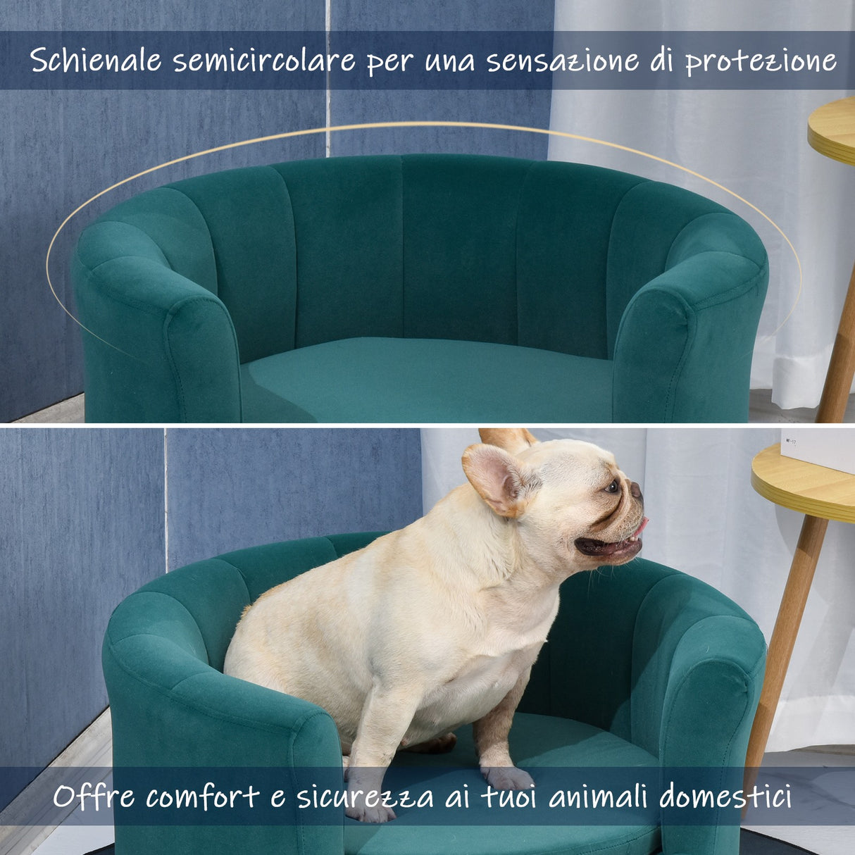 easycomfort easycomfort divano per cani imbottito con schienale e cuscino rimovibile cuccia per gatto da interno 65x64x37cm verde