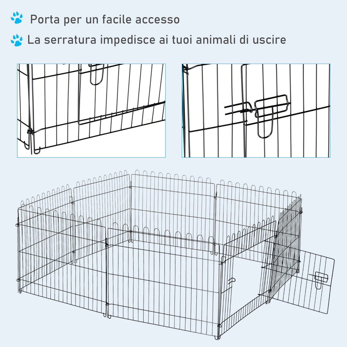 easycomfort easycomfort recinto per animali gatti cani cuccioli gabbia in acciaio 158 x 61cm nero