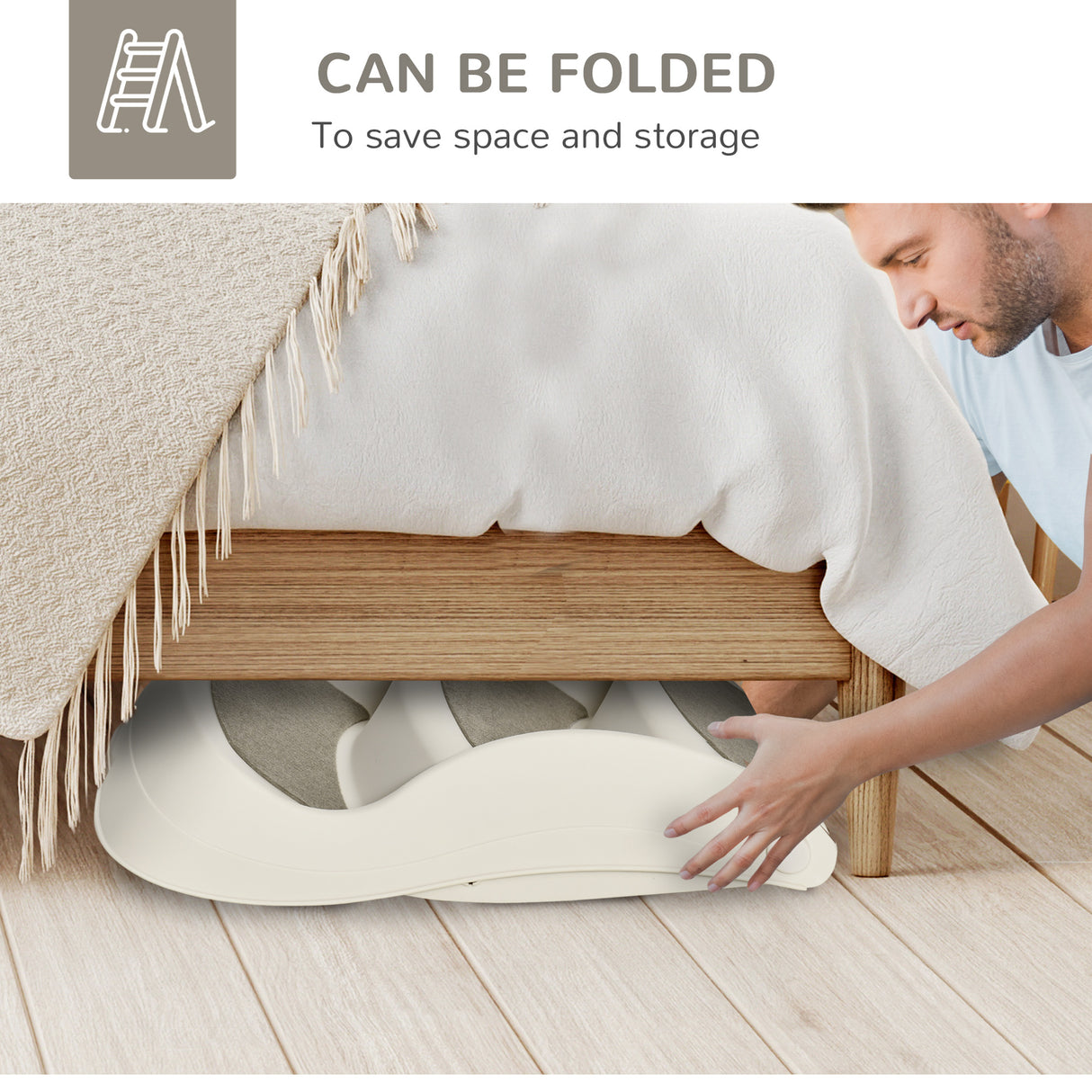 easycomfort scaletta per cani e gatti pieghevole con 3 gradini antiscivolo in pp 49x38x38 cm beige