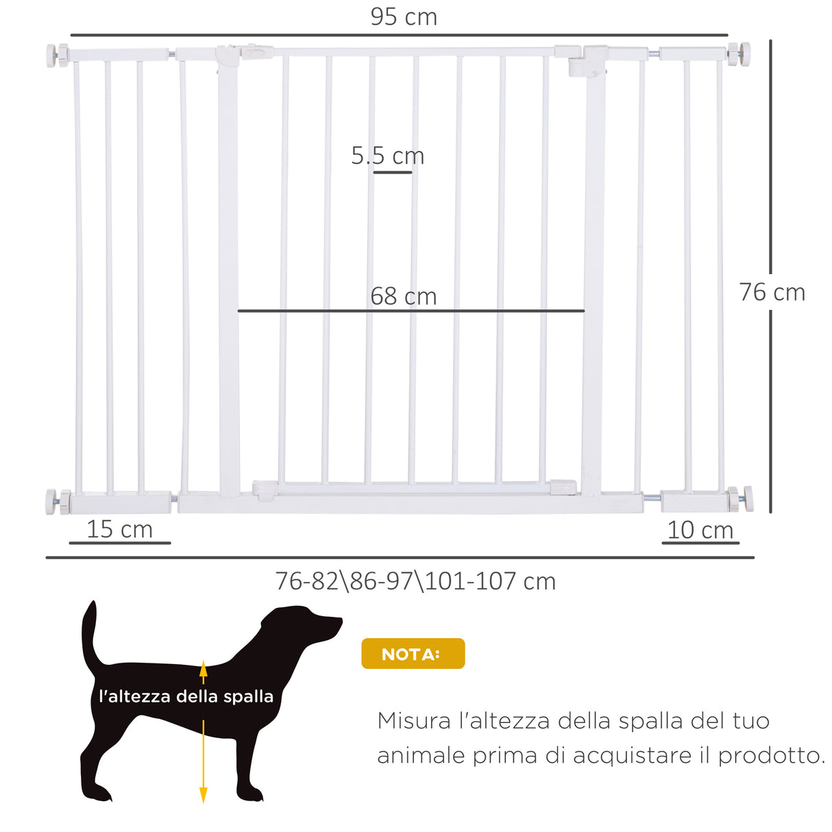 easycomfort easycomfort cancellino per cani estensibile da 72 107cm montaggio a pressione