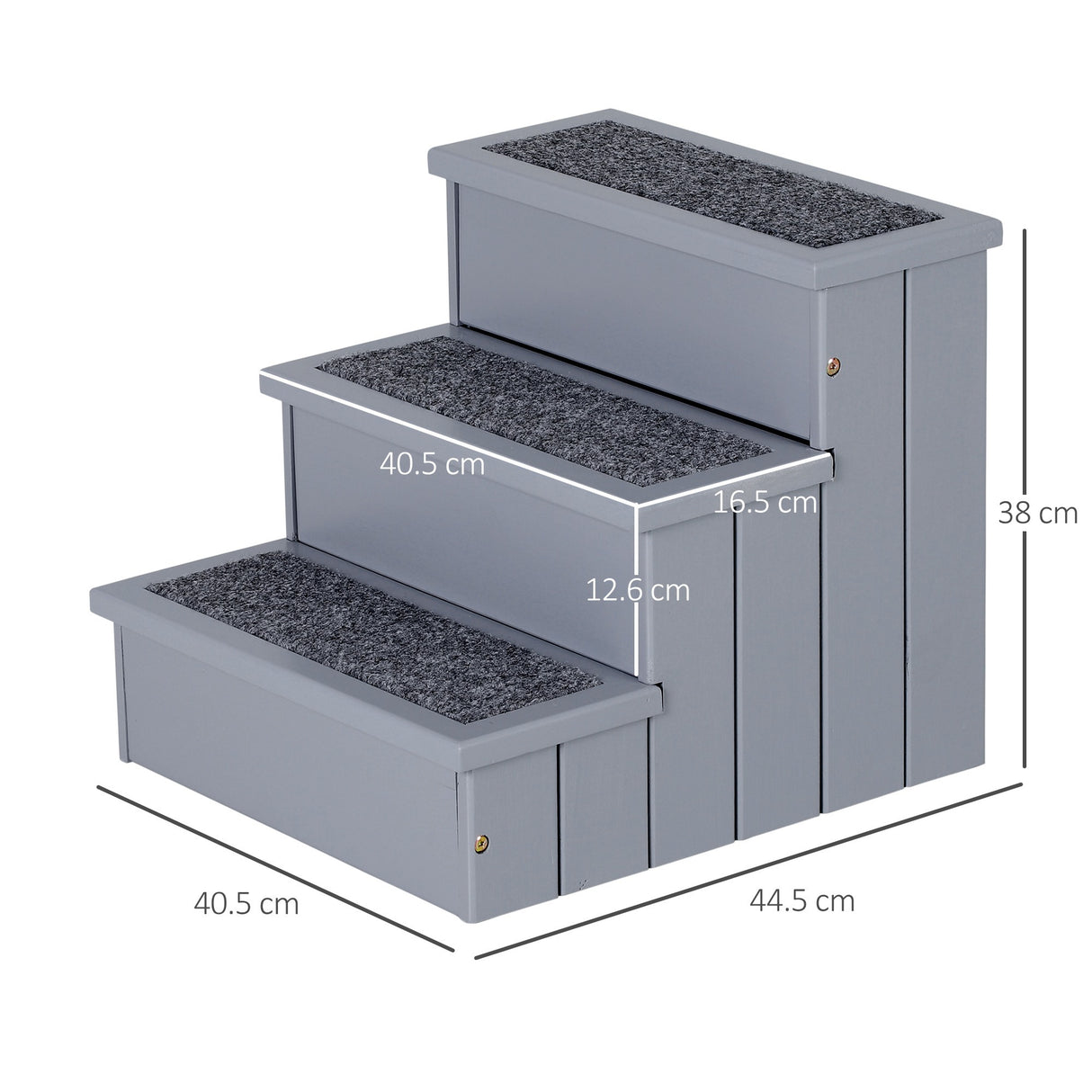 easycomfort scaletta per cani a 3 gradini con tappeto antiscivolo e spazio interno 40.5x44.5x38cm grigio