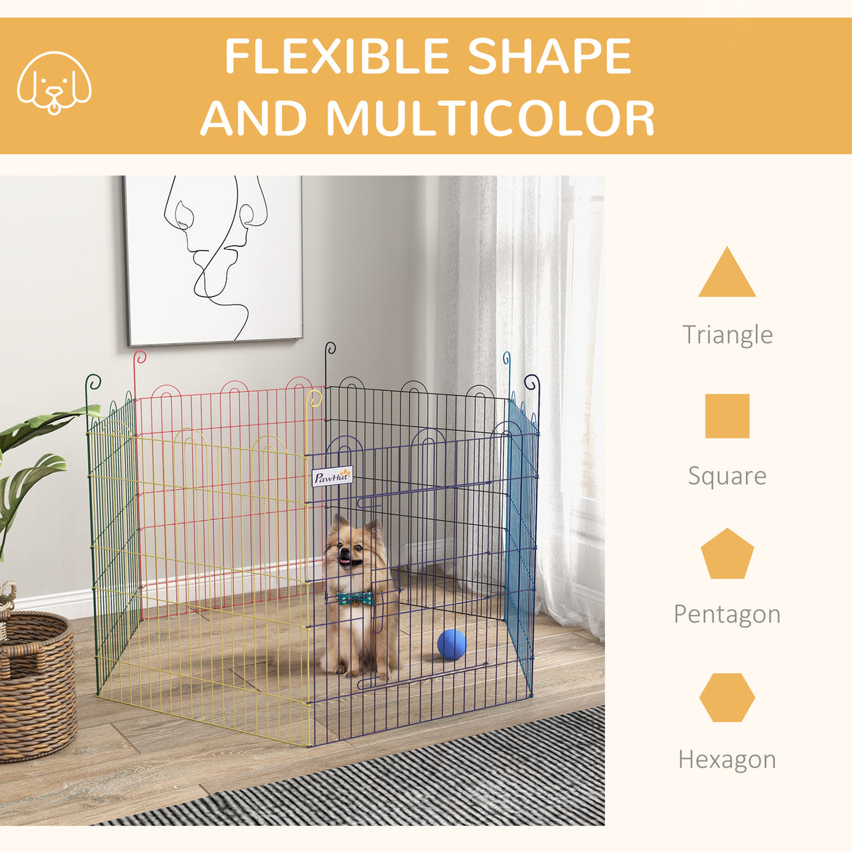 easycomfort cancellino per cani a 6 pannelli in metallo con chiusura a scatto o120x60 cm multicolore
